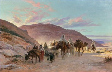  eugene - A DESERT CARAVAN Une caravane dans le desert Eugene Girardet Orientalist